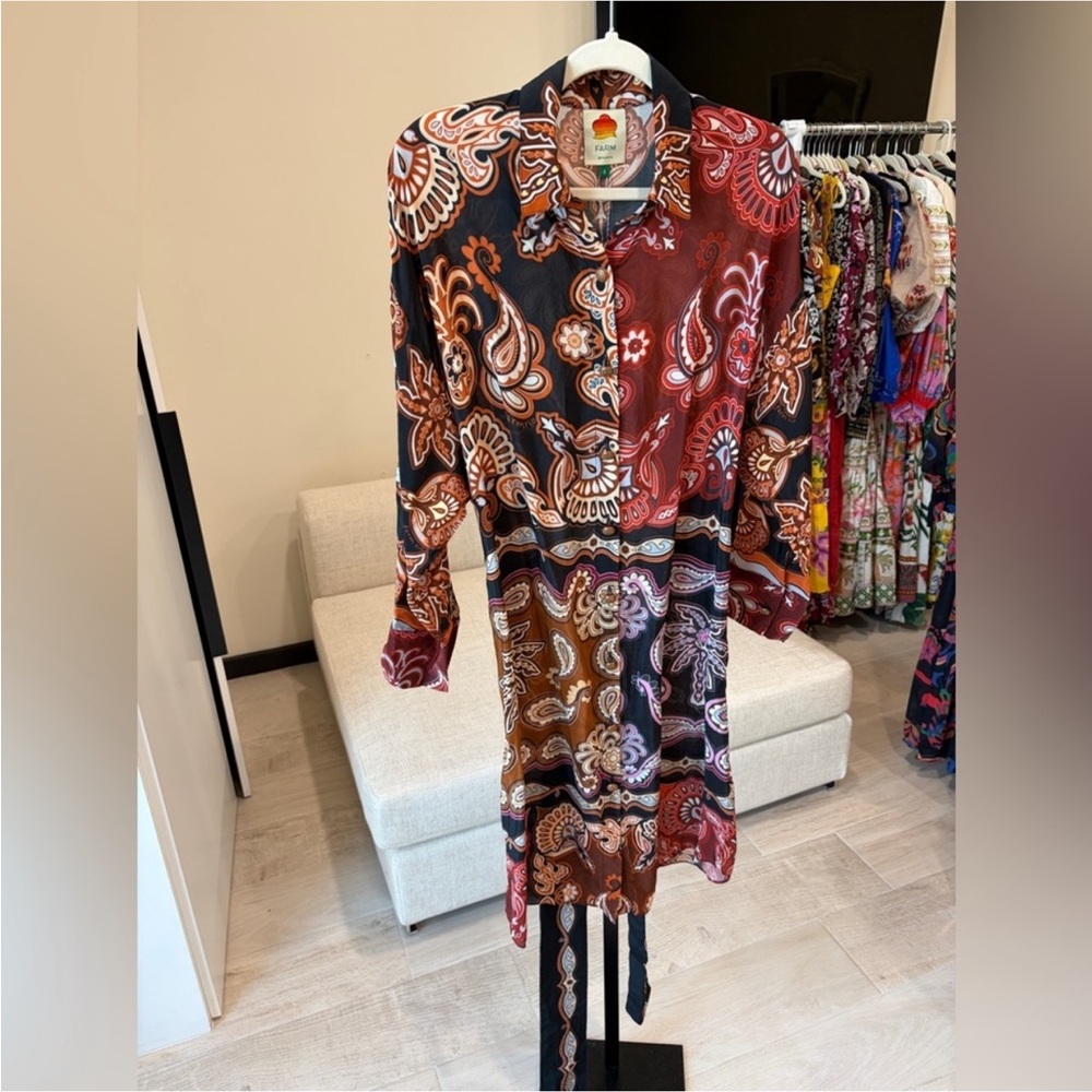 Farm Rio Printed Mini Shirt Dress - Picture 2 of 16